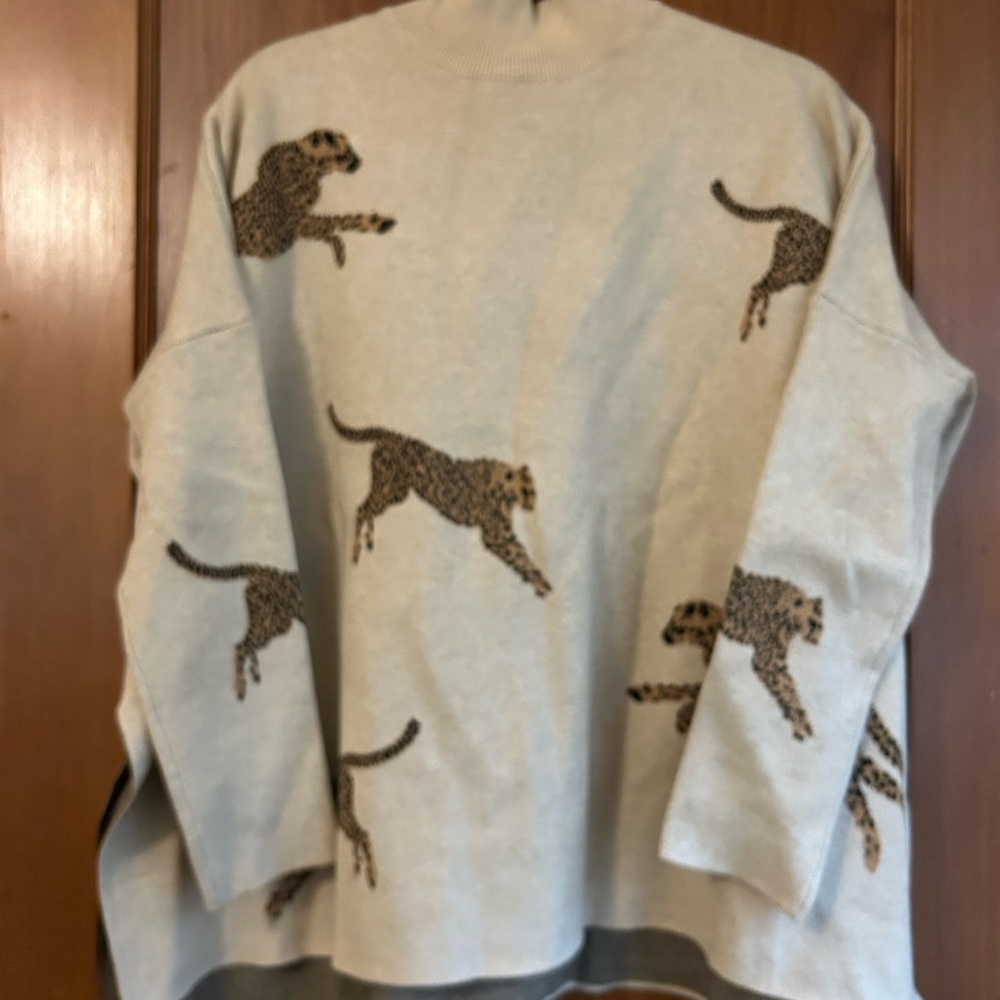 Entro Cream Leopard Print Sweater